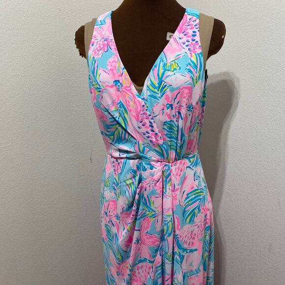 Lilly Pulitzer Taylee Blue Ibiza Gimme The Juice Flounce High Low Maxi Dress 4 - Picture 3 of 11